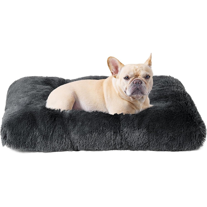 М'яке ліжко для собак EHEYCIGA, 60x45 см, сірого кольору, з довгим плюшем, неслизьке, миється, для маленьких собак