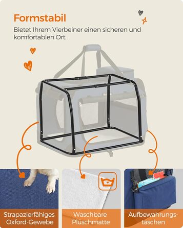 Клітка для собак Feandrea, переноска для собак XL, 81 x 58 x 58 см, з металевим каркасом та ручками, дихаюча, з кишенями