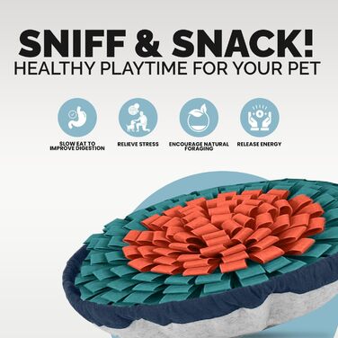 Килимок для собак PET ARENA Schnüffelteppich – килимок для нюхання, міцні матеріали, інтелектуальна іграшка для собак, регульований розмір, можна прати (Помаранчево-блакитний)