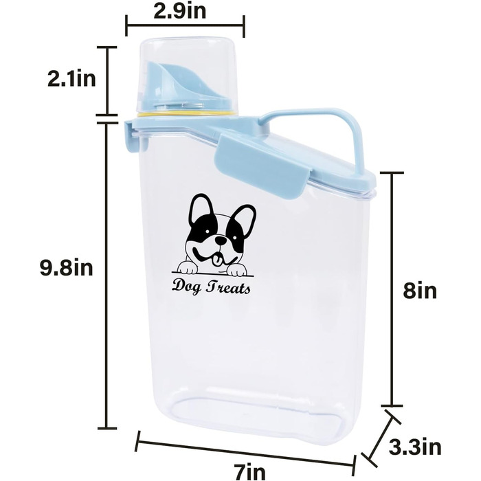 Контейнер для корму для собак 2.8L, водонепроникний, BPA-free, прозорий, зелений