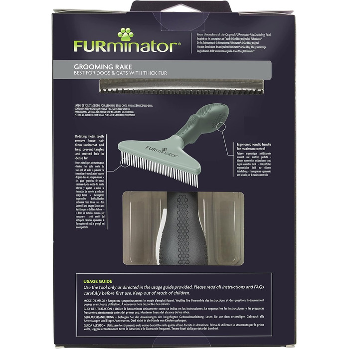 FURminator гребінець для довгошерстих собак та котів - щітка для профілактики ковтунів та сплутаного хутра, версія 2.0