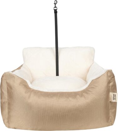 Підвищення для собак у машину, вантажівку, SUV. З м'яким плюшевим килимком та високими бортиками. Зміцнені ремені безпеки. Чорний. 53x50x35 см