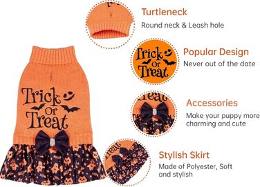 Пуловер для собак CuteBone на Halloween для середніх собак, дівчаток, з вишивкою 