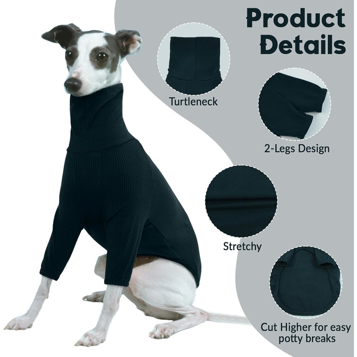 Пуловер з коміром-стійкою для гончих собак Windhund, зимовий одяг, тепла куртка для гончих, одяг для собак середнього розміру, светр для собак (3XL, темно-зелений)