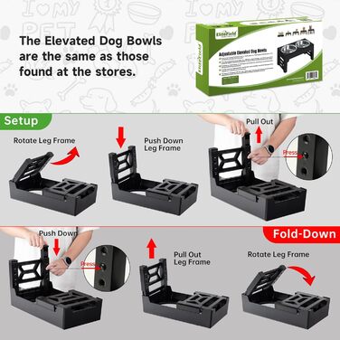 Підвищені годівниці для собак EliteField з нержавіючої сталі (2 роки гарантії), 2 миски, 5 регульованих висот (10.2 см, 24.1 см, 26.7 см, 29.2 см, 32.4 см), для собак будь-якого віку, маленьких та великих