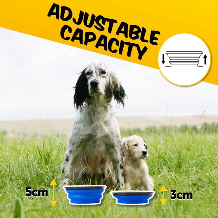 Водяна пляшка для собак PawPride 2-в-1 з двома мисками, вилкауф-система, для прогулянок, подорожей, кемпінгу та хатнього використання