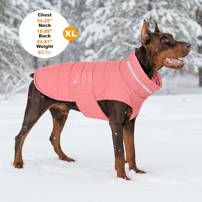 Водонепроникний зимовий одяг для собак, теплий вітрозахисний одяг з відбиваючими елементами та регульованим коміром, для маленьких собак, з застібкою-липучкою, розмір S (Рожевий 02, Small)