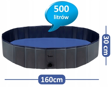 Складаний басейн для собак Stator, сірий, 160х30 см, 500 л
