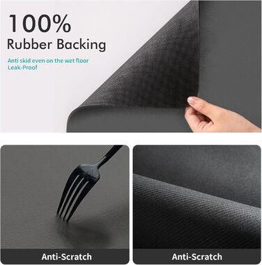 Підстилка для годівлі домашніх тварин – вбираюча підкладка під миски для їжі та води, стійка до плям, швидковисихаюча (темно-сірий, 2 лапки, 44.5 x 71 см)