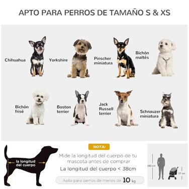 Візок для собак PawHut, розкладний, чорний, 80x44,5x97 см