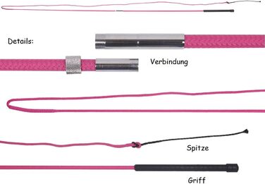 NETPROSHOP Водяча батогом з фіброскла, роздільна, довжина 180см + 200см, з гумовим руків'ям, рожева