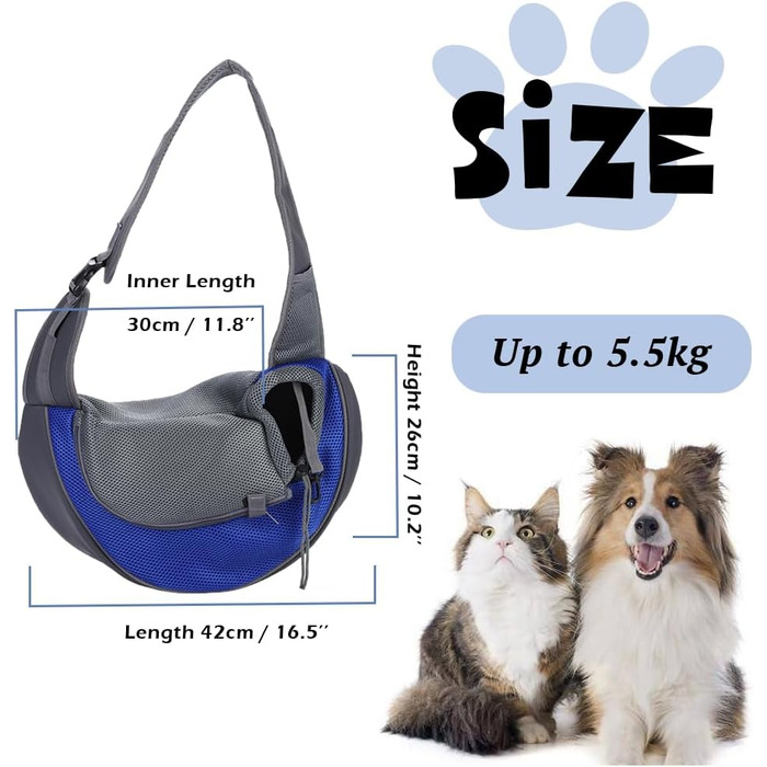 Сумка-переноска для собак та котів XGOPTS, до 5 кг, блакитна, дихаюча, регульована