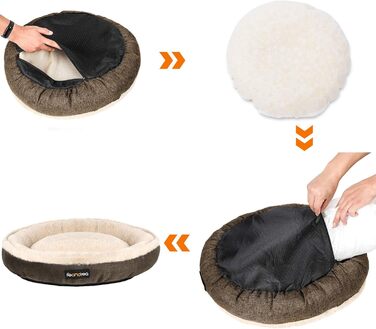 Кругле ліжко для собак та котів Feandrea, Donut, діаметр 55 см, коричневе, PGW55C, 55x55x12 см