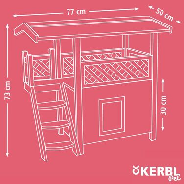 Будиночок для котів Kerbl Ontario 77x50x73 см, дерев'яний, вуличний