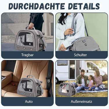 Транспортна переноска для кота, кролика, хом'яка, морської свинки, сіра. Зручна, складна, дихаюча переноска для тварин