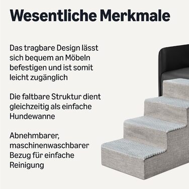 Сходинка для собак Amazon Basics – сіра, 4 сходинки, для високих диванів та ліжок