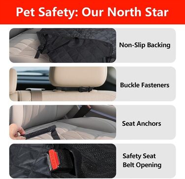 Універсальний килимок для собак у машину 4-в-1 - захист заднього сидіння, водовідштовхувальний та стійкий до подряпин - килимок для собак в авто, підходить для легкових, вантажних та позашляхових автомобілів, 137×147 см (Чорний)