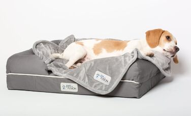 PetFusion Premium Plus стьобана ковдра для собак і котів, мікроплюш, 100% поліестер, сіра, легка, двостороння, розмір S (31 x 27 дюймів)