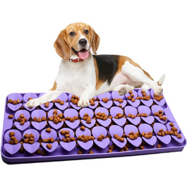 Силіконова килимок-нюхалка для собак середнього розміру, фіолетовий, для повільного годування, з присосками, для великих порцій корму