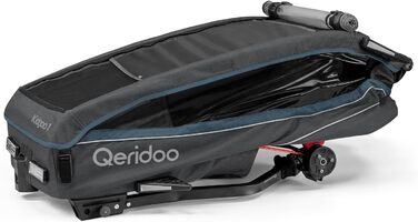 Qeridoo Kidgoo 1 Navy Blue - Причіп для велосипеда, прогулянковий візок для дітей, тренажер для ходьби, 38л, з амортизацією та ARS