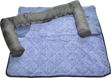 Крісло-ліжко для собак Raikou: зручне та практичне, 90x90 см, блакитний меланж. Захист дивану та багажника, антиковзаюче покриття, легко миється. Підходить для великих та маленьких собак.