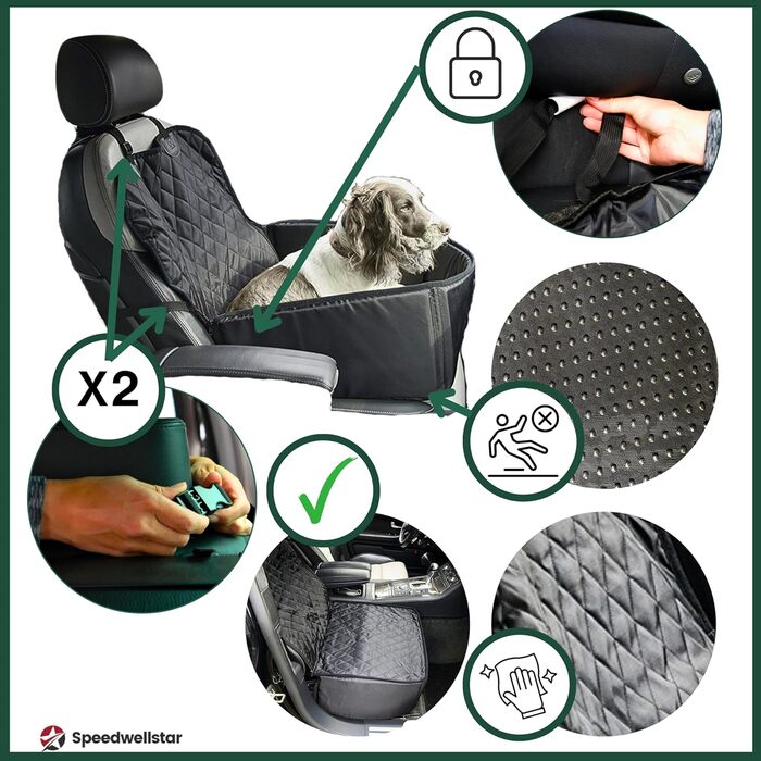 Чохол для собачого сидіння в авто Speedwellstar 2-в-1, водовідштовхуючий, універсальний