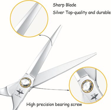 Професійна перукарська ножиця PURPLEBIRD 6 дюймів для стрижки та филирування, з японської сталі 440C, для жінок та чоловіків