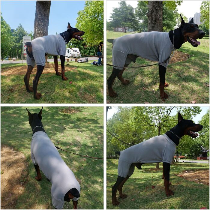 Піжама для собак Lovelonglong з бавовни, теплий халат-боді для собак великих, середніх та маленьких порід, розмір L, темно-сірий