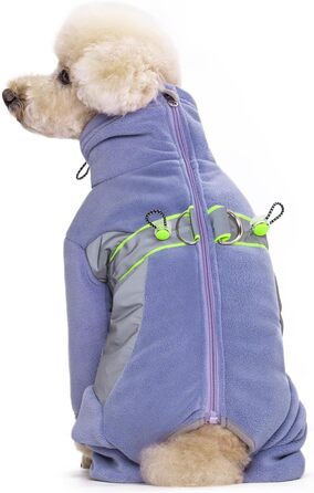 Флісовий теплий зимовий костюм для собак BT Bär з кільцем D, світловідбиваючими елементами, для малих та середніх собак (S, фіолетовий)
