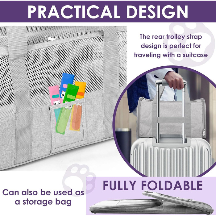 Транспортувальна сумка для тварин Foppla: Оксфордська тканина, дихаюча, складна, з мискою, для котів та собак, для подорожей