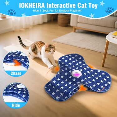 Інтерактивна іграшка для котів: сенсорна, з прихованою пір'ям, зі звуком миші. Ідеальна для дорослих котів.