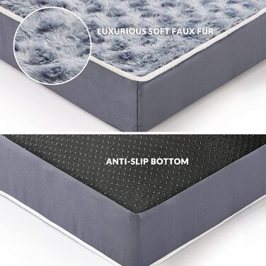 Велике ортопедичне ліжко для собак з Memory Foam, водовідштовхувальна підстилка з знімним покриттям та антиковзною основою. Доступні кольори: блакитний, білий. Розміри: L (36'x24'x3.5'), XXXL (50'x36'x3.5')