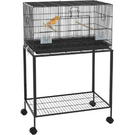 Клітка для птахів PawHut 77x46x119 см, металева, знімний піддон, жердочки, годівниці, для хвилястих папуг і канарок, чорна