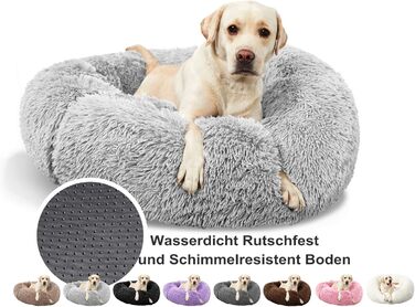 Кругле ліжко для собак та котів, ліжко-гніздо для домашніх тварин, кошик для собак, що можна прати, сірий колір, діаметр 60 см, 120 см