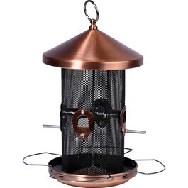 Годівниця для птахів Dobar 11517 з мідною обробкою - металева годівниця для насіння, 20x20x32 см