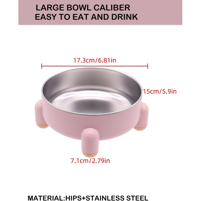 Миски для котів та собак з нержавіючої сталі, антиковзні, підняті, набір 2 шт (білі та рожеві)