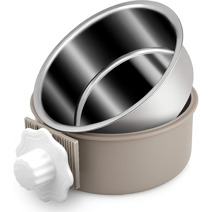 Набір мисок для води та корму для собак Joyoldelf 2-в-1, 13 см, 600 мл, підвісні, з нержавіючої сталі та пластику, для собак, котів та інших дрібних тварин