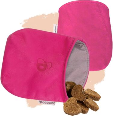 Сумка для ласощів для собак DOGOLINO® з шкіри - сумочка для песика - фідер для дресирування - захисна сумка для одягу - сумочка для перекусів на прогулянці (Рожевий, Basic)