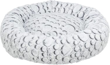 Тріксі лежанка для собак Міла, діаметр 50 см, біло-сіра, м'яке собаче ліжко з плюшем, кошик для маленьких собак, неслизька, 38985