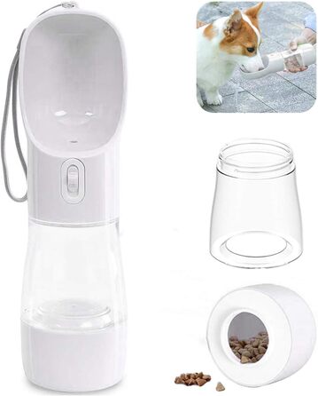 Yiflin 3-в-1 портативна пляшка для собак з мискою та контейнером для корму, дорожня пляшка-дозатор для прогулянок, походів та пиття