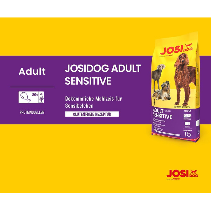 Сухий корм для дорослих собак JosiDog Adult Sensitive з птицею, 15 кг