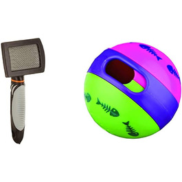 Набір TRIXIE: м'яка щітка для грумінгу та іграшка-м'ячик з ласощами для котів, пластик