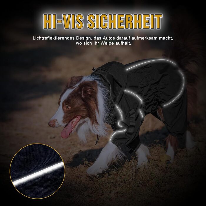 Регульована дощова куртка для собак OneTigris RIDERSTORM, чорна, XL (машинне прання)