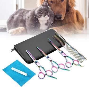 Набір ножиць для собак Sonew 6 шт. з нержавіючої сталі, кольоровий, для стрижки та грумінгу