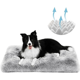 Велике собаче ліжко YAGE, миючий матеріал, ортопедичне ліжко, матрац для собачого будки, довге плюшеве ліжко, заспокійливе ліжко для собак, що бояться (L-90 см, сірий) L-90x70CM сірий