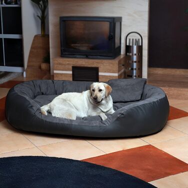 Tierlando® Philip VIP: собаче ліжко з велюрової шкіри, зручний матрац, 110x80 см, графіт