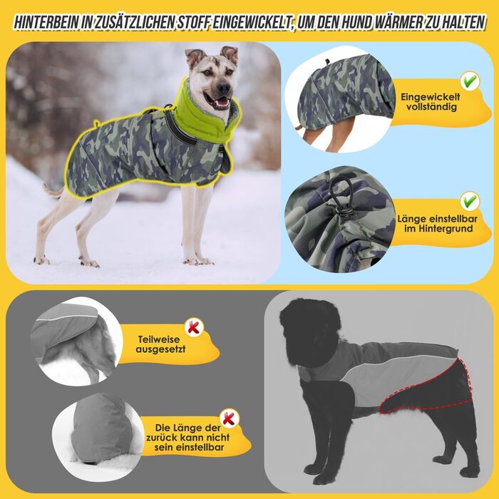 Зимовий собачий одяг SlowTon: водонепроникний, регульований, з флісовою підкладкою та коміром-стойкою. Підходить для малих, середніх та великих собак. Колір: оливковий, розмір XXL