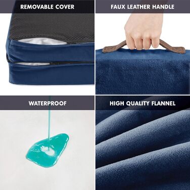 Диван-ліжко для собак великих порід, XXL, ортопедичний, великий, знімний чохол, водовідштовхувальний, антиковзаюча підкладка, Marineblau (темно-синій)