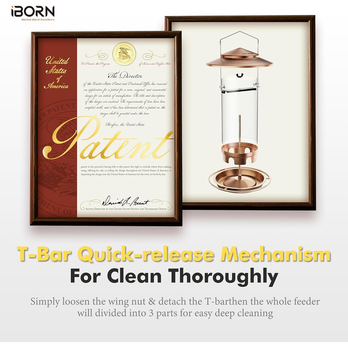 Годівниця для птахів iBorn, Металева годівниця-будиночок, Зелений колір, 18 см, для цілорічного годування, 6 отворів