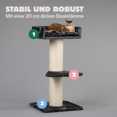 Дряпак для великих котів RHRQuality Maine Coon Lounge, 120 см, темно-сірий, товсті сизалеві стовпи 20 см